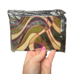 Alan Stuart New York Psychedelic Swirl‎ Canvas Zipper Pouch Green Yellow Nwt